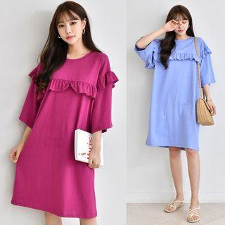 Round-neck Frilled-detail T-shirt Dress