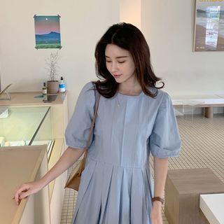 Pintuck-front Pleated Long Dress