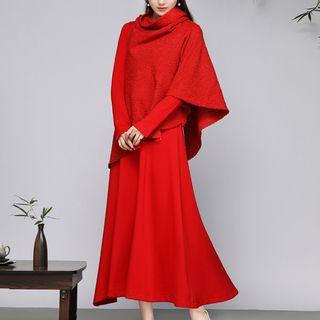 Set: Cape + A-line Midi Dress