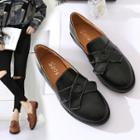 Faux Leather Cross Loafers