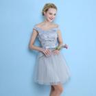 Flower Applique Tulle Bridesmaid Dress