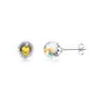 925 Sterling Silver Simple Geometric Round Earrings With Colorful Austrian Element Crystals Silver - One Size