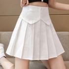 High-waist Plain Accordion Pleat A-line Skirt