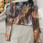 Tie-dyed Boatneck Crop T-shirt