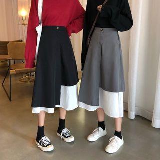 High-waist Panel Asymmetrical A-line Semi Skirt
