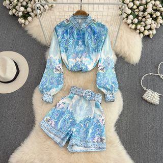 Set: Long Sleeve Printed Shirt + Shorts
