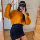Two-way Cropped Furry Knit Top