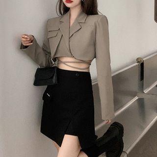 Cropped Jacket / Irregular Mini Pencil Skirt