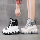 Hidden-wedge Paneled High Top Sneakers