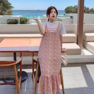 Floral Printed V-neck Midi Dress
