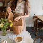 Lace-panel Linen Blend Dress
