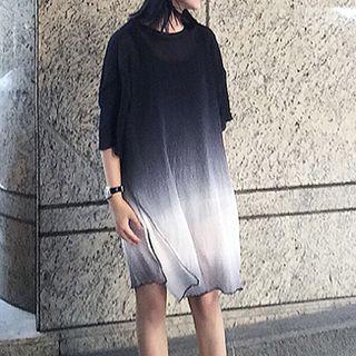 Gradient 3/4 Sleeve T-shirt Dress