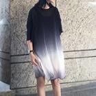 Gradient 3/4 Sleeve T-shirt Dress