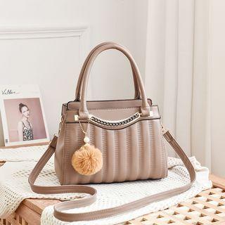 Two Way Bobble Charm Chain Accent Crossbody Bag