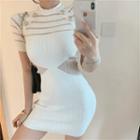 Short-sleeve Color Block Slim Fit Dress