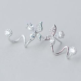 Butterfly Earring 1 Pair - S925 Silver - Silver - One Size