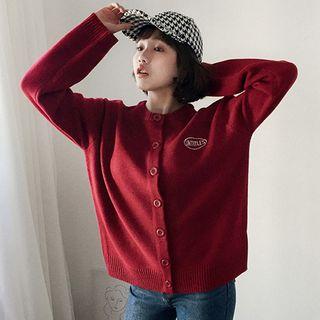 Embroidered Crew-neck Cardigan