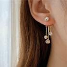 Rhinestone Alloy Fringed Earring 1 Pair - Gold & White - One Size
