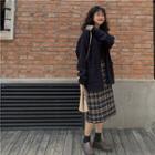 Knit Jacket / Plaid Midi Skirt