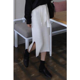 Tie-waist Knit Long Skirt