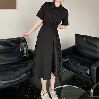 Short-sleeve Twist Midi Shirt Dress