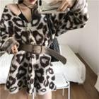 Leopard Loose-fit Cardigan As Figure - One Size