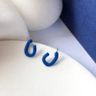 Alloy Curve Earring 1 Pair - Blue - One Size