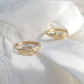 Alloy Rhinestone Knot Hoop Earring 1 Pair - As Shown In Figure - One Size