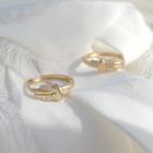 Alloy Rhinestone Knot Hoop Earring 1 Pair - As Shown In Figure - One Size