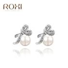 Faux Pearl Rhinestone Alloy Knot Earring 1 Pair - Silver - One Size
