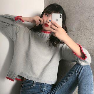 Mock-neck Asymmetric Crop Top