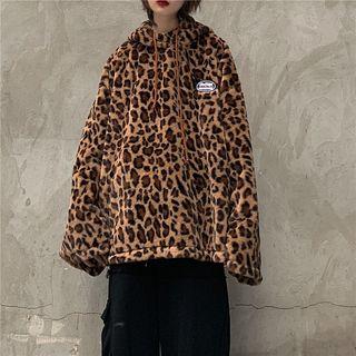 Fleece Leopard-print Hoodie