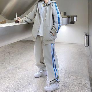 Set: Striped Side Zipped Hoodie + Sweatpants