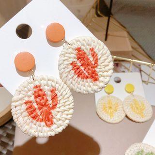 Straw Disc Drop Earring