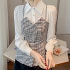 Mock Two-piece Houdnstooth Shirt
