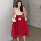 Set: 3/4-sleeve Sheer Top + Camisole + Midi Skirt As Shown In Figure - One Size