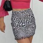 High Waist Ruffled-trim Plaid Mini Skirt