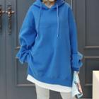 Hooded Zip-detail Layered-hem Pullover