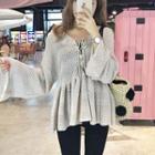 Bell-sleeve Lace-up Sweater