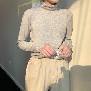 Mock-turtleneck Fleece Long-sleeve Top