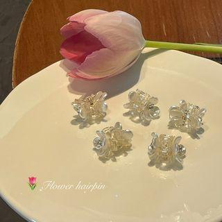 Set Of 5: Flower Resin Hair Clamp Set Of 5 - Silver & Beige - One Size