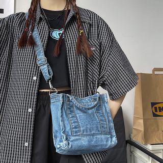 Denim Top Handle Crossbody Bag
