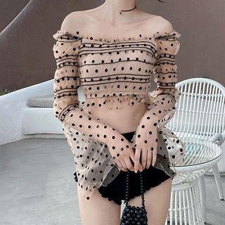 Set: Long-sleeve Dotted Top + Bottom