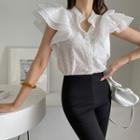 Layered Flutter-sleeve Lace Blouse