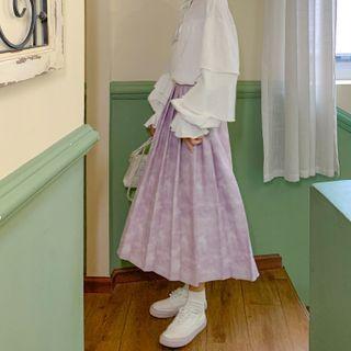 Tie Dye Pleated Midi Skirt
