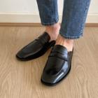Pleather / Plaid Backless Loafers