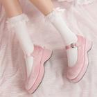 Plain Bow Lace Knee High Stockings White - One Size