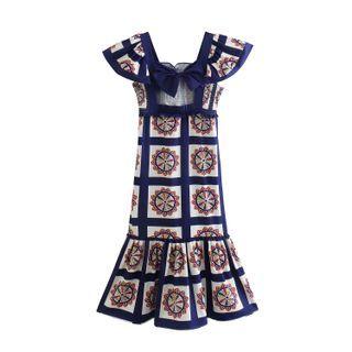 Sleeveless Open-back Print Midi Sundress