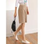 Flat-front Wide-leg Shorts