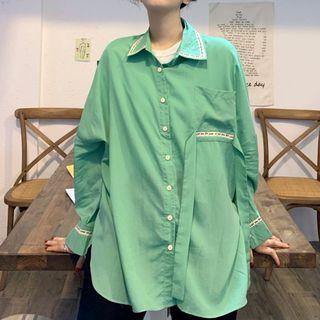 Long-sleeve Letter Trim Shirt